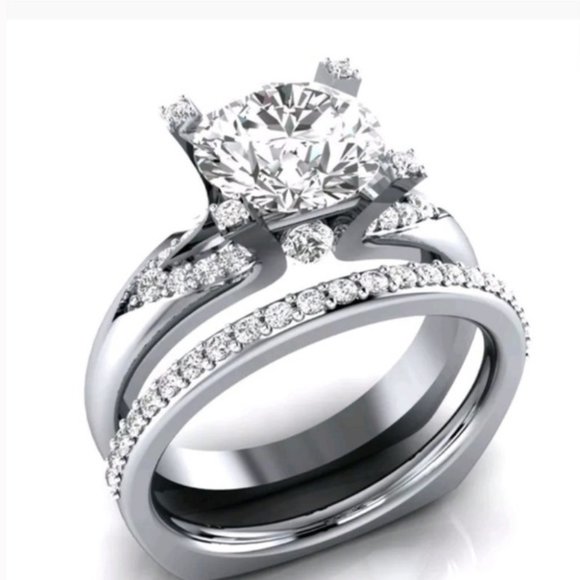 le chic Jewelry - New 925 silver ring round cut white sapphire